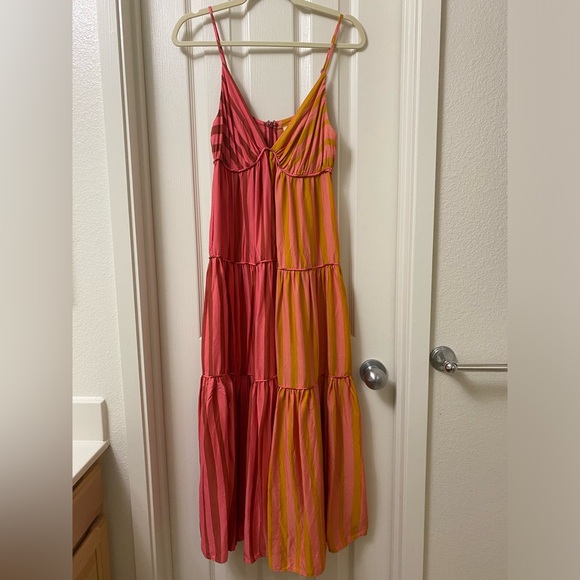 Farm Rio x Anthropologie Deep-V Mixed-Stripe Maxi Dress Small Petite - Picture 4 of 8